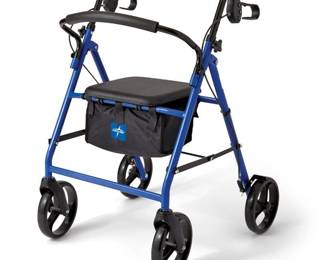 Medline Steel Rollator Walker for Adult Mobility Impairment, Blue