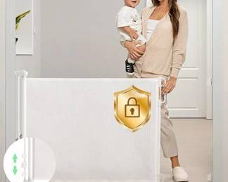 Momcozy Retractable Baby Gate, Momcozy Mesh Baby Gate or Mesh Dog Gate, 33in Tall, Extends up to 55in Wide, White