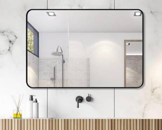 Artwind 20x30 Inch Bathroom Wall Mirror, Horizontal/Vertical, Gold