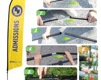 Anley Feather Flagpole Set - Assembled Flutter Banner Pole Set with Carrying Bag - Fits 2 FT X 6.5 FT Feather Flags