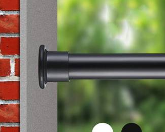 Allzone Heavy Duty Tension Curtain Rod for Window, 83-123 Inches, Black