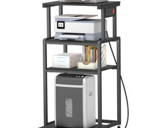 Lifewit 4 Tier Printer Stand with 3 Power Outlets, Wheels and Adjustable Storage Shelf