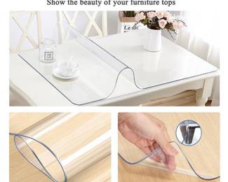 46 x 60 Inch Table Protector for Dining Room Table Clear Vinyl Tablecloth Plastic Desk Pad