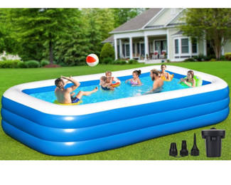 Large Inflatable Swimming Pool for Kids Adults, 130"x72"x22" Blow Up Pools Kiddie Pool with Pump, Family Inflatable Swimming Pools for Backyard