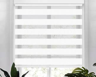 Lululand Free-Stop Cordless Zebra Shades with Modern Design - (36 W x 72 Inches H, White)