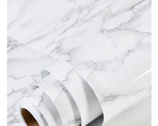 practicalWs Marble Wallpaper Granite White and Gray Wall Paper Roll 35.4 inches x 118 Inches