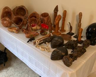 Antique African Art and Burl Bowls