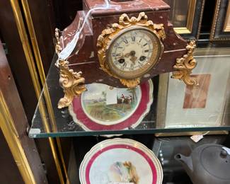 19thC French Marble Pedestal Clock $125