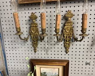 Pr. of Antique French 2 Lite Sconces