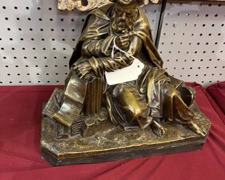 19th C Patinated Bronze Philosopher $225