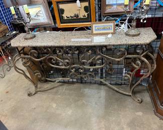 Superb Quality Iron & Granite Console Table $300