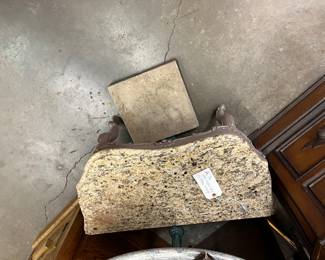 Painted Wood & Marble Top Table $75