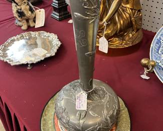 Ricezinn Art Nouveau Pewter Vase $85