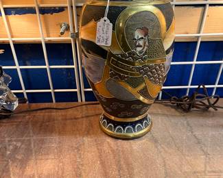 Antique Satsuma Vase Cobalt w Gold Gilding $140