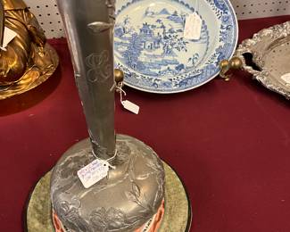 Ricezinn Art Nouveau Pewter Vase $85