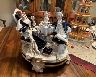 Royal Dux cobalt and gold figurine 