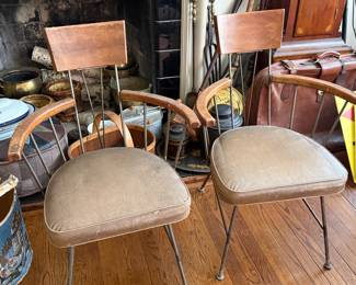 Mid a century chairs, total of 4, one with missing armrest