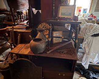 Garage is Packed with Primitive Furniture