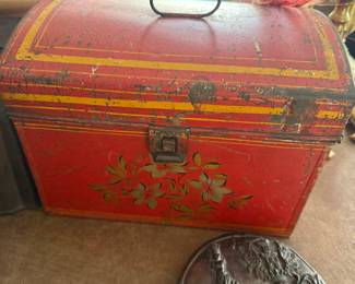 Antique Red Rin Box