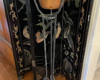 Copper & wrought iron plant stand