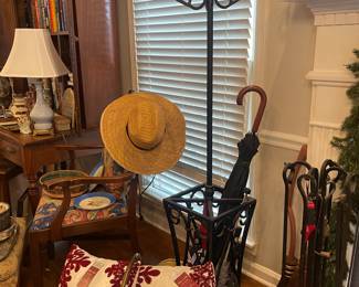 Wrought iron hat rack & umbrella stand