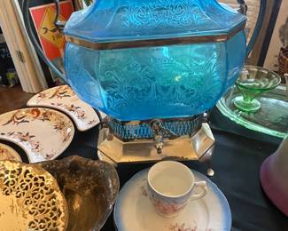Antique peacock blue samovar 