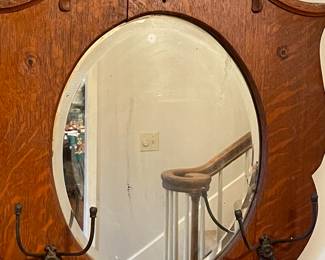 Antique tiger oak hat rack