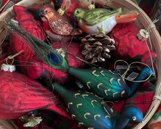 Glass bird ornaments 