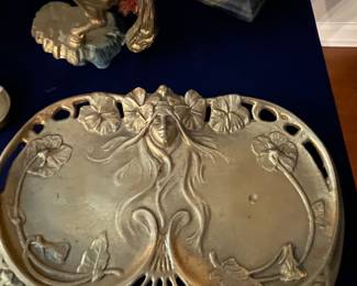 Art Nouveau brass dresser tray