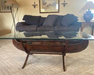 Unique carved canoe coffee table 
