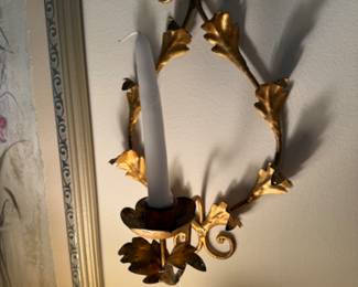 Gilded Leaf and Flower Sconce