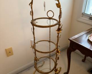 Gilt Metal & Glass Foldable Table