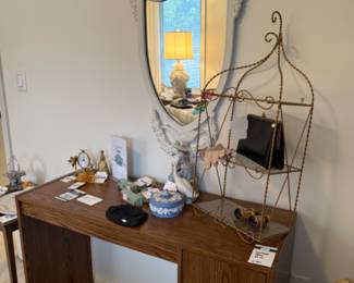 Sauder Desk, Hollywood Regency Style Shelf 