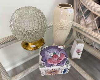 Vases, Trinket Dishes, Cut Glass Wall Light
