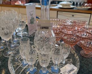 Waterford Crystal Cordial Decanter, Waterford Colleen Tall Goblet Set, Waterford Colleen Claret Set