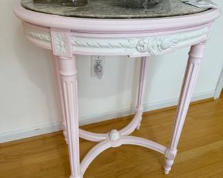 Vintage Painted Marble Top Side Table