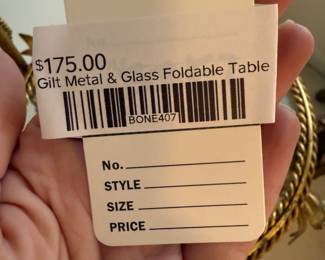 Gilt Metal & Glass Foldable Table