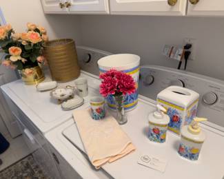 Soap Dispensers, Trash Cans, Floral Arrangments
