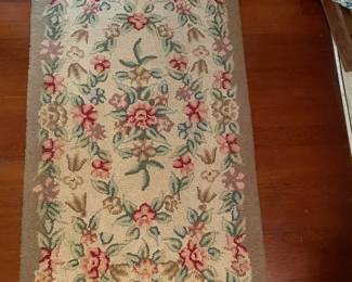 Vintage needle punch rug floral