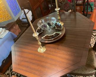 Octagonal dining room table with leaf and 6 chairs