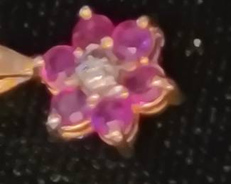 Unique 14K  Ruby pendant. Turn it over and you will find Sapphires as shown in the next picture. 