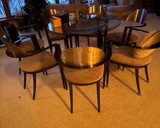 Glass and metal Table with eight chairs $1300