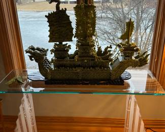 Lucite Console Table $2000
Jade Boat $2000