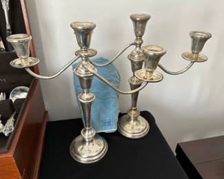 Pair of Cartier Preisner Sterling Silver Candelabra