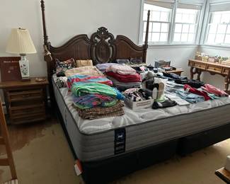 King Bed, Towels, Clothes, Purses