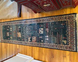 Primitive Antique Runner Carpet.