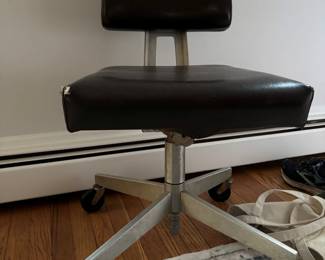 1979 Goodform desk chair, made in the USA. The seat height is adjustable. The seat back angle, tension, and height are also adjustable. Back tilts to support. The wheels and casters are in very good condition and the chair rolls smoothly. Looking for the perfect midcentury modern desk chair? This is it.