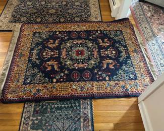 Oriental Rug Gold and Blue Pattern with appraisal, as well as manufactured oriental style rugs.