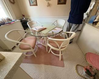 . . . and a glass dining table and chairs