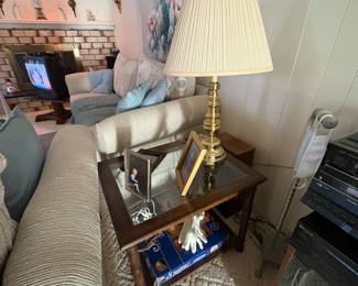 . . . brass lamp and end table